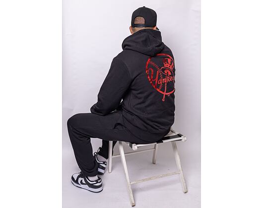 Mikina New Era MLB Foil Back Print Hoody New York Yankees Black/Metallic Red