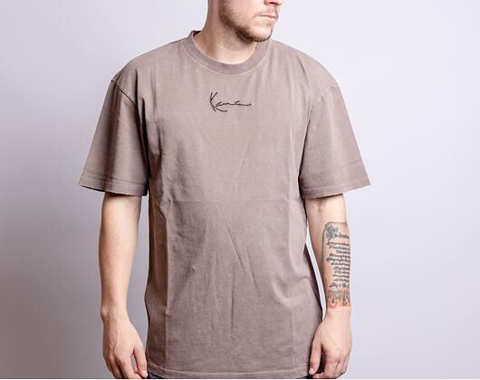 Triko Karl Kani Small Signature Destroyed Tee dark taupe