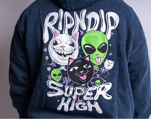 Mikina Rip & Dip Super High Hoodie Navy Mineral Wash