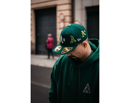 Kšiltovka New Era 59FIFTY MLB All over Logo LP Low Profile Oakland Athletics Dark Green