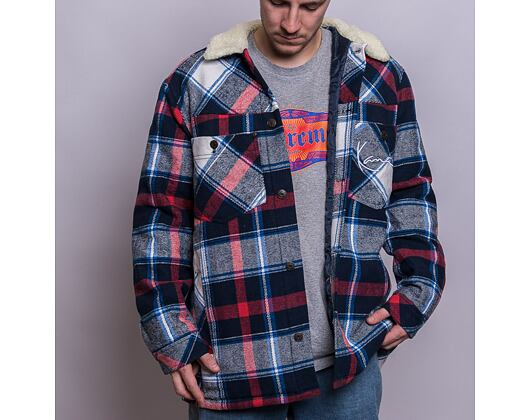 Bunda Karl Kani Chest Signature Heavy Flannel Shirt Jacket sand/black