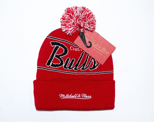 Kulich Mitchell & Ness SCRIPT POM BEANIE HWC Chicago Bulls Red