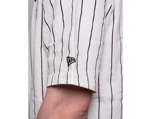 Triko New Era Oversized Pinstripe Tee Off White/Maroon