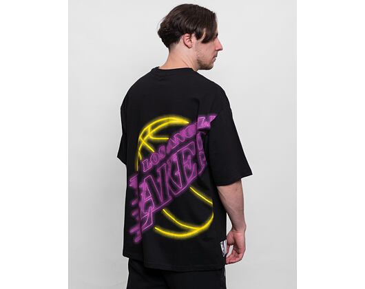 Triko New Era NBA Oversized Back Print Neon Tee Los Angeles Lakers Black/Purple