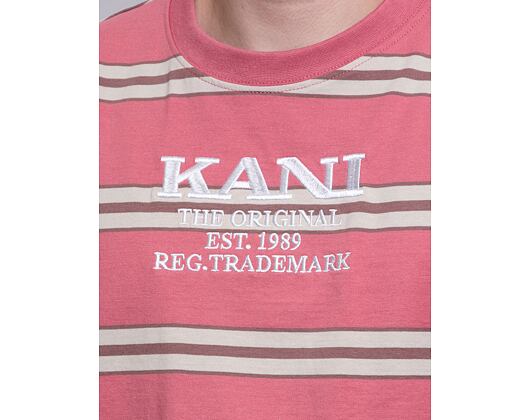 Triko Karl Kani Retro Stripe Tee rose/brown/light sand