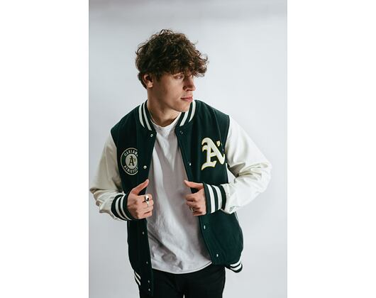 Bunda New Era Heritage Varsity Jacket Oakland Athletics Dark Green / Off White