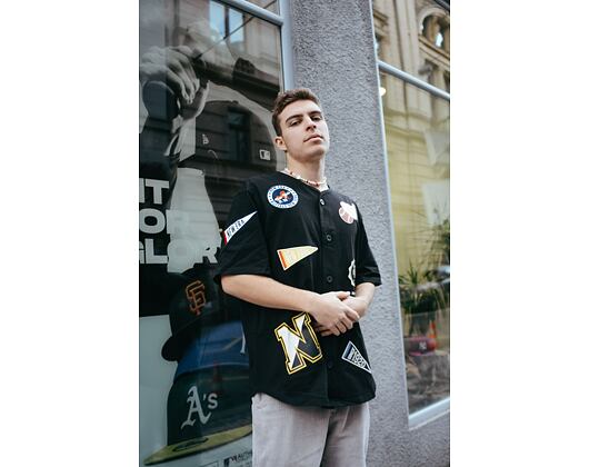 Triko New Era Heritage Patch Jersey Black / Off White