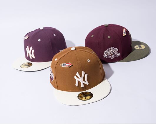 Kšiltovka New Era 59FIFTY MLB WS Sidepatch Trail Mix New York Yankees Toasted Peanut / Chrome White