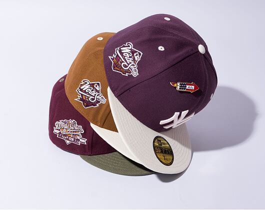 Kšiltovka New Era 59FIFTY MLB WS Sidepatch Trail Mix New York Yankees Plum / Chrome White