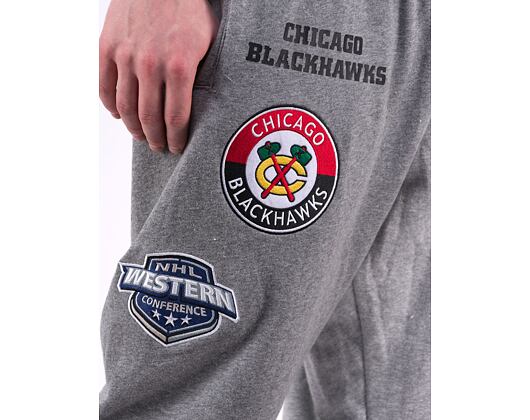 Tepláky Mitchell & Ness NHL M&N CITY COLLECTION FLEECE PANT BLACKHAWKS Grey Heather