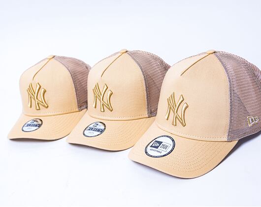 Dětská kšiltovka New Era 9FORTY Kids A-Frame Trucker MLB Tonal Mesh New York Yankees Oat Milk