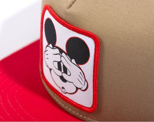 Kšiltovka Capslab Mickey Mouse - Scary Mickey Mouse Flat v.2 Trucker Brown / Red