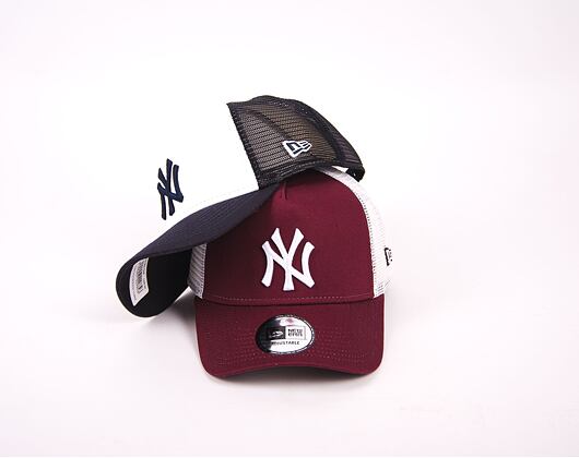 Kšiltovka New Era 9FORTY Trucker MLB League Essential New York Yankees Maroon / White