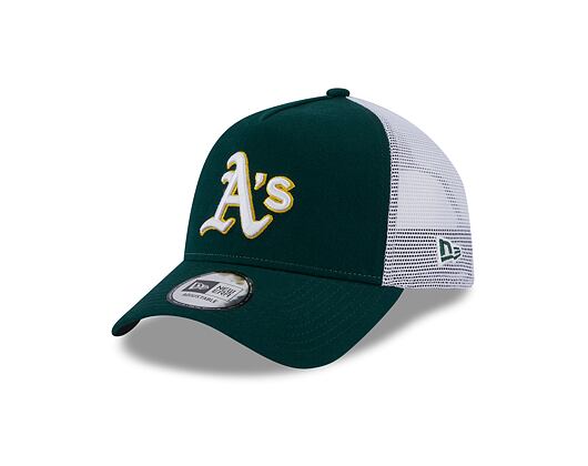 Kšiltovka New Era 9FORTY A-Frame Trucker MLB Team Script Oakland Athletics Dark Green / White