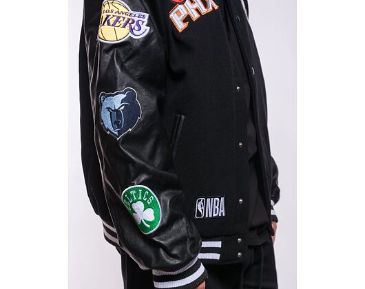 Bunda New Era NBA Badge Varsity Jacket NBA All-Over Black / Optic White