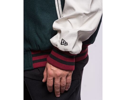 Bunda New Era Lifestyle Varsity Jacket Dark Green / Off White