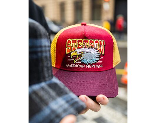 Kšiltovka Stetson Trucker Cap Eagle Head Burgundy / Beige