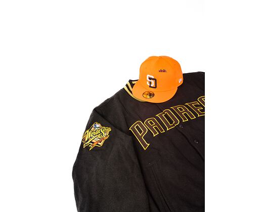 Bunda New Era MLB Patch Varsity Jacket San Diego Padres Cooperstown Brown / White