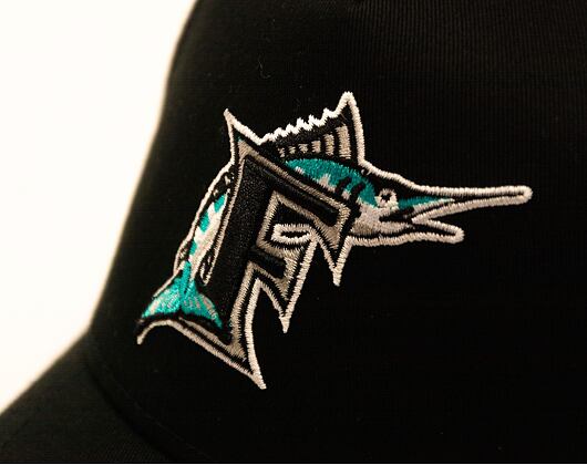 Kšiltovka New Era 9FORTY A-Frame MLB Patch Florida Marlins Cooperstown Black / Kelly Green