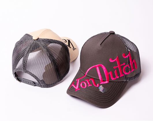 Kšiltovka Von Dutch Trucker Mackay - Cotton Twill - Grey/Pink