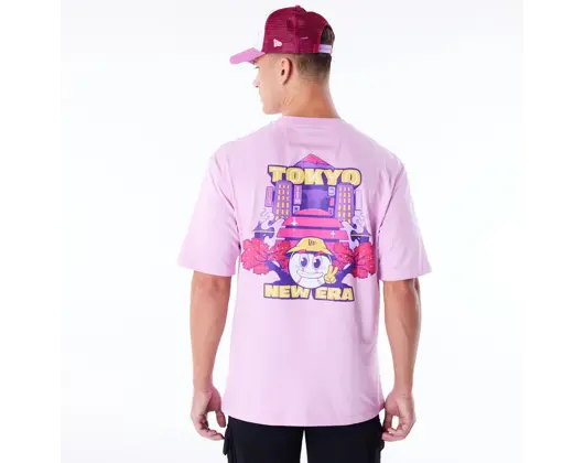 Triko New Era - Location Graphic Oversized Tee - Pastel Pink / White
