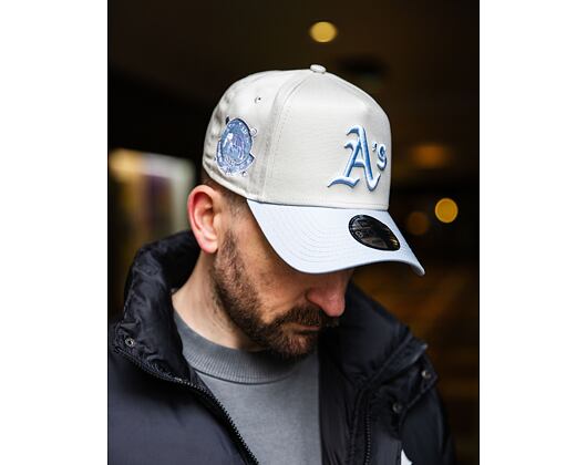 Kšiltovka New Era - MLB Cream & Patch 9FORTY A-Frame - Oakland Athletics - Cream / Pastel Blue