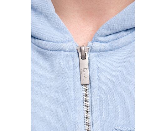 Mikina Karl Kani - College Heavy Crop Zip Hoodie - light blue