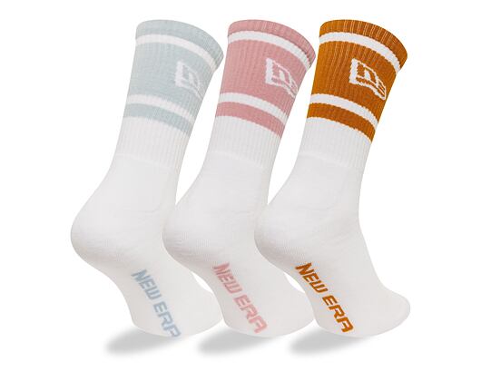 Ponožky New Era - Stripe Crew 3Pack - White