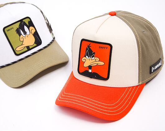 Kšiltovka Capslab - Trucker Looney Tunes - Daffy Duck - Cream / Olive / Orange