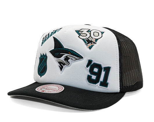Kšiltovka Mitchell & Ness - Gridlock Trucker - San Jose Sharks - White