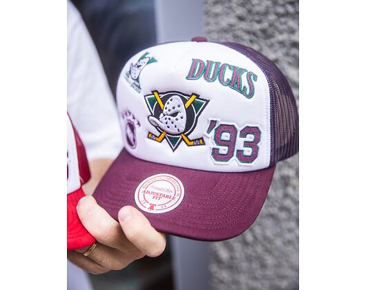 Kšiltovka Mitchell & Ness - Gridlock Trucker Vntg - Anaheim Ducks - White
