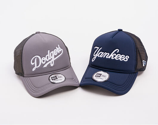 Kšiltovka New Era - MLB Foam Script 9FORTY Trucker - LA Dodgers - Graphite