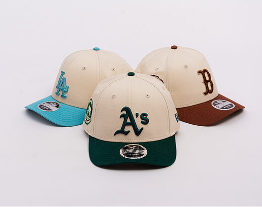 Kšiltovka New Era - MLB WS Patch Retro 9FORTY M-CROWN - Oakland Athletics - Cream / Dark Green