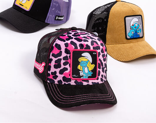 Kšiltovka Capslab - Smurfs Trucker - Leopard Icon - Black / Pink