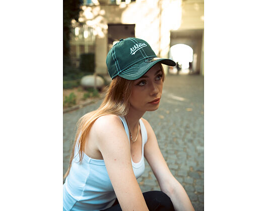 Kšiltovka New Era - MLB Contrast Stitch 9TWENTY - Oakland Athletics - Dark Green / White