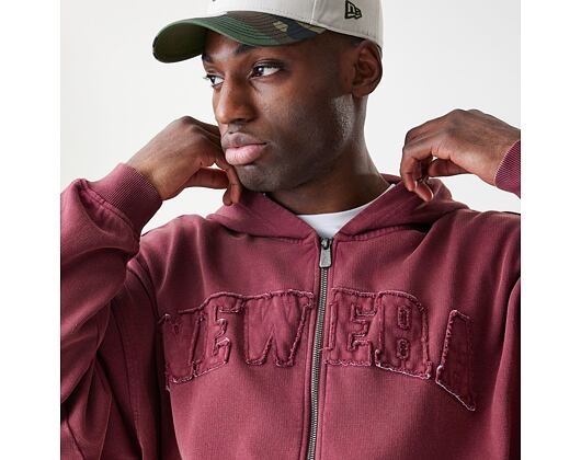 Mikina New Era - Branded Washed Full-Zip Hoody - Burgundy