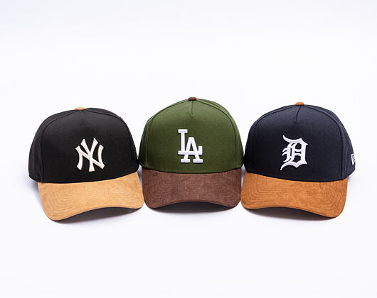 Kšiltovka New Era - MLB Suede Visor 9FORTY A-Frame - NY Yankees - Black / Camel