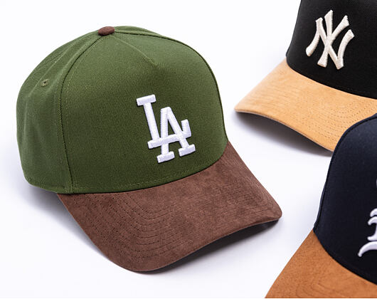 Kšiltovka New Era - MLB Suede Visor 9FORTY A-Frame - LA Dodgers - Rifle Green / Brown
