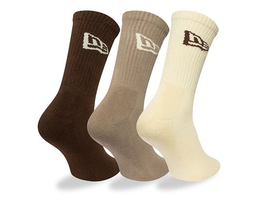 Ponožky New Era - Flag Crew Socks 3pk - Cream / Beige / Brown