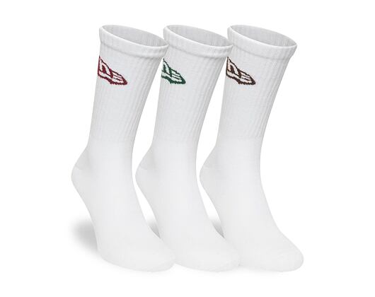 Ponožky New Era - Flag Crew Socks 3pk - White