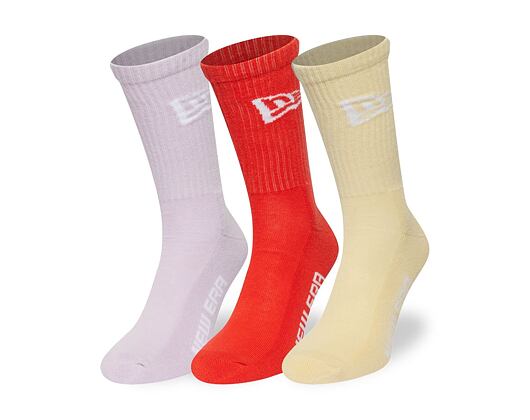 Ponožky New Era - Flag Crew Socks 3pk - Cream / Beige / Brown