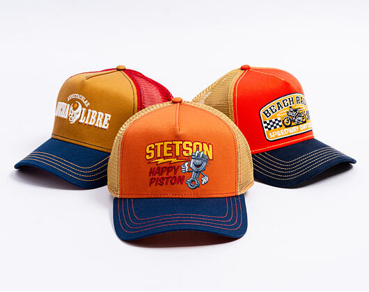 Kšiltovka Stetson - Trucker Cap Piston - Navy/Burned Orange
