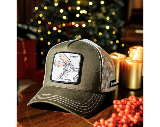 Kšiltovka Capslab - Trucker Looney Tunes - Bugs Bunny - Olive / White