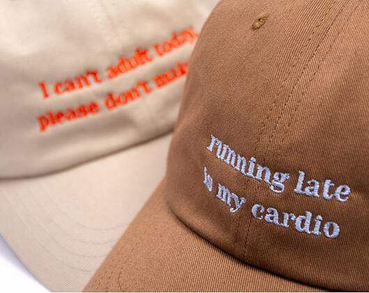 Kšiltovka 8by8 - Dadcap - "running late is my cardio" - Brown/Sky Blue
