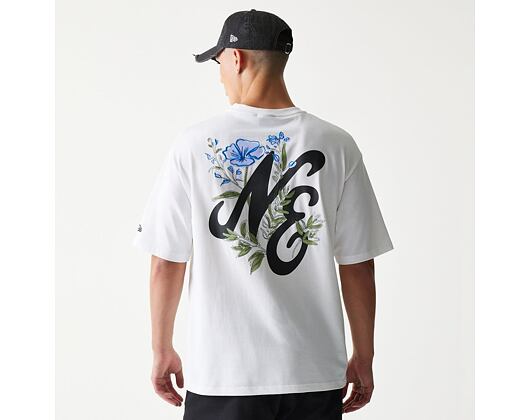 Triko New Era - Floral Graphic Oversized Tee - White
