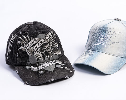 Kšiltovka Ed Hardy - Crawling Dragon Wash Denim 5 Panel Cap - Bleach