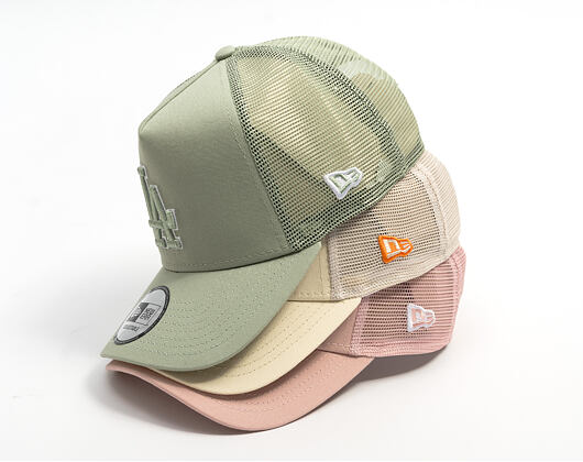 Kšiltovka New Era - MLB Outline 9FORTY A-Frame Trucker - NY Yankees - Cream / Orange