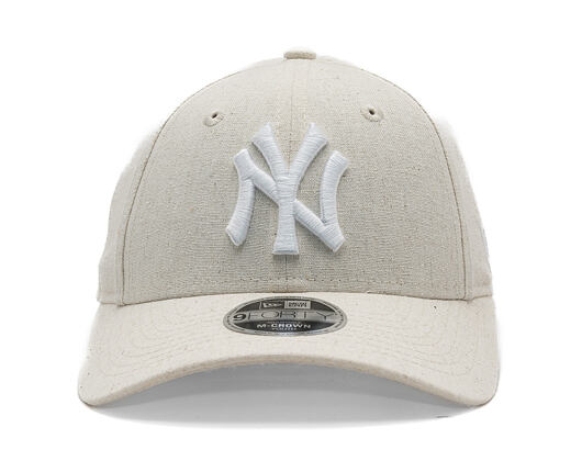 Dětská Kšiltovka New Era - MLB Linen 9FORTY M-CROWN - NY Yankees - Stone / White