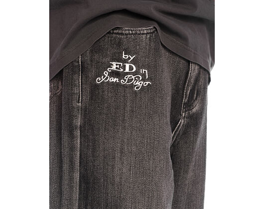 Kalhoty Ed Hardy - Embroidered Angel Xxtra Fit Jeans - Distressed Black Wash