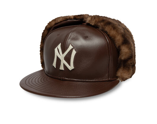 Kšiltovka New Era - MLB IMAGE DROP Leather Dog-Ear 59FIFTY - NY Yankees - Deep Auburn